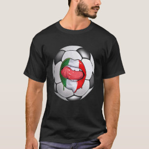 Italy Soccer Fan Italian Flag Mouth T-Shirt