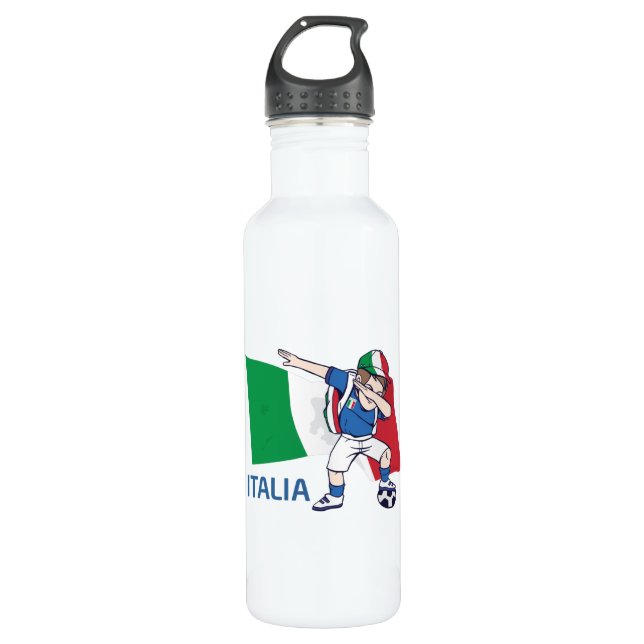Italy Soccer Fan Kid dabbing schoolboy 710 Ml Water Bottle (Front)