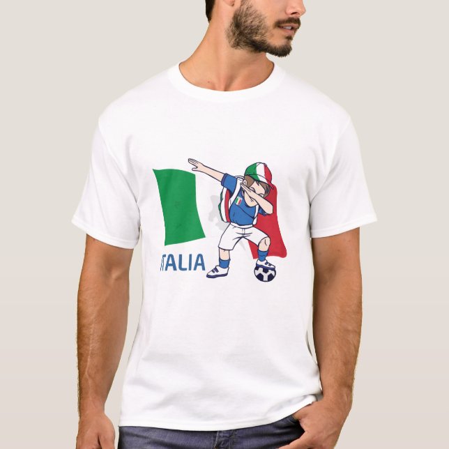 Italy Soccer Fan Kid dabbing schoolboy T-Shirt (Front)