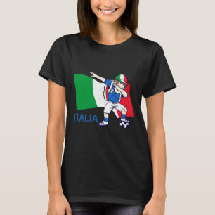 Italy Soccer Fan Kid Dabbing Schoolboy T Shirt 
