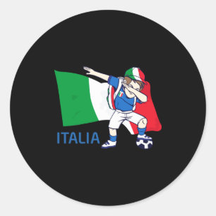 Italy Soccer Fan Kid Dabbing Schoolboy T Shirt Classic Round Sticker