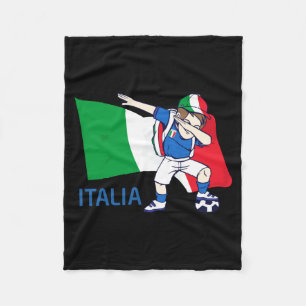 Italy Soccer Fan Kid Dabbing Schoolboy T Shirt Fleece Blanket