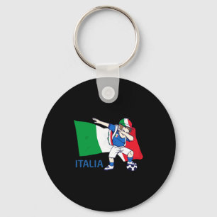 Italy Soccer Fan Kid Dabbing Schoolboy T Shirt  Key Ring