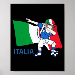 Italy Soccer Fan Kid Dabbing Schoolboy T Shirt  Poster