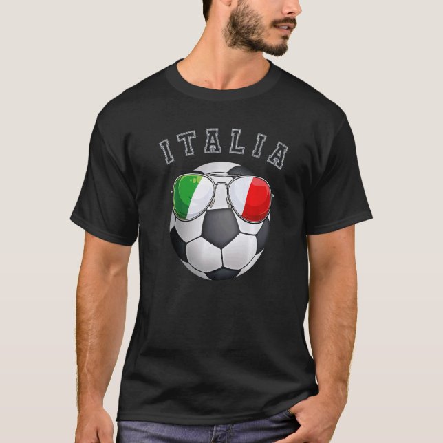 Italy Soccer Fan Sunglass Football Italian   T-Shirt (Front)