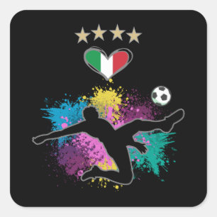 Italy Soccer Football Fan Shirt Flag Splash Square Sticker