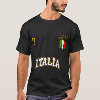 Italy Soccer Team Number 3 Sports Italian Flag T-Shirt