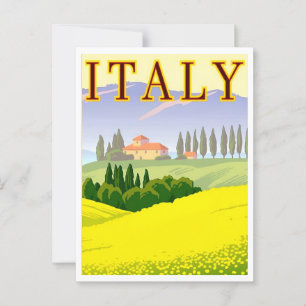 Italy Spring Fields Retro Inspired Postcard