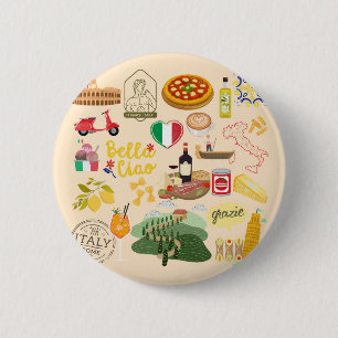 Italy Symbols 6 Cm Round Badge