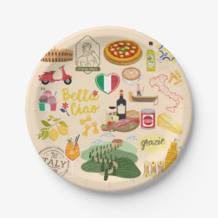 Italy Symbols Paper Plate