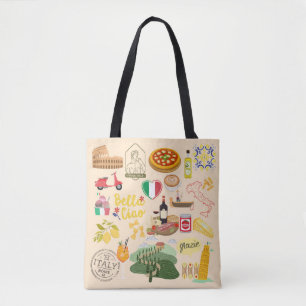 Italy Symbols Tote Bag