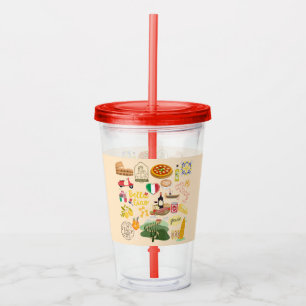 Italy Symbols Travel Lovers Acrylic Tumbler