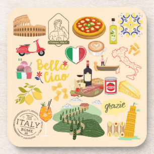 Italy Symbols Travel Lovers Coaster