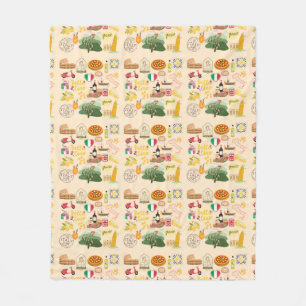 Italy Symbols Travel Lovers Fleece Blanket