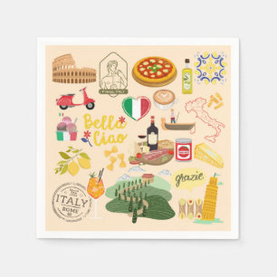 Italy Symbols Travel Lovers Napkin