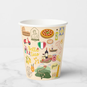 Italy Symbols Travel Lovers Paper Cups