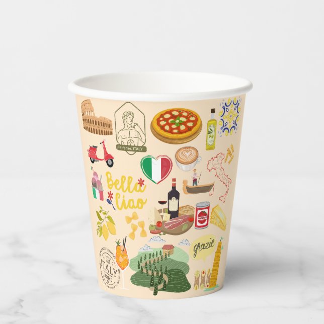 Italy Symbols Travel Lovers Paper Cups (Front)