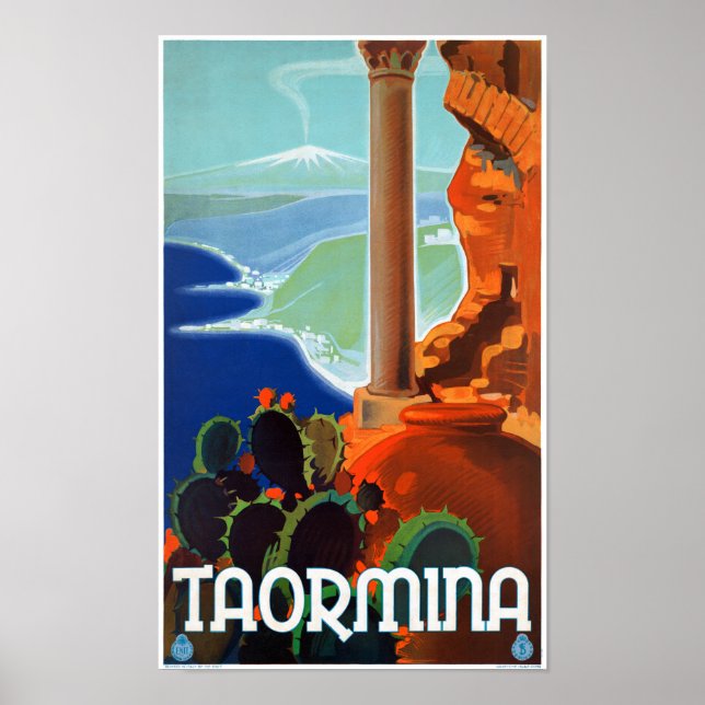 Italy Taormina Sicily Vintage Poster (Front)