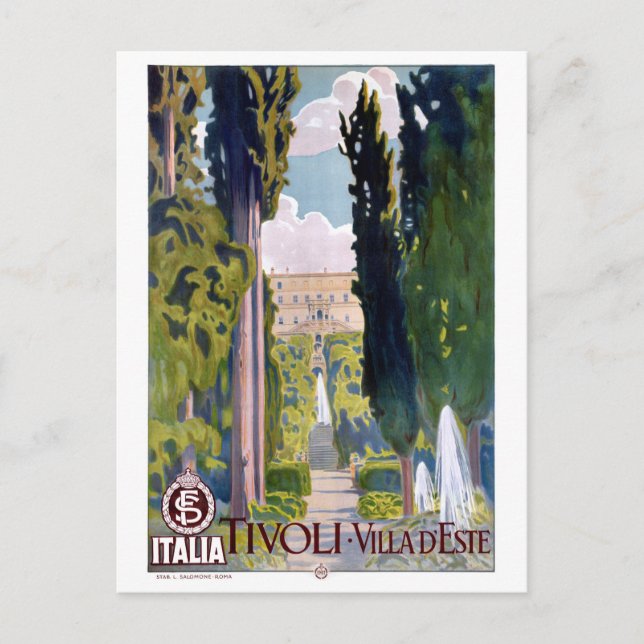 Italy Tivoli Vintage Travel Poster Restored Postcard (Front)