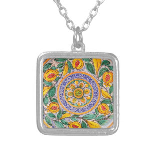 Italy. Traditional designs.    Silver Plated Necklace