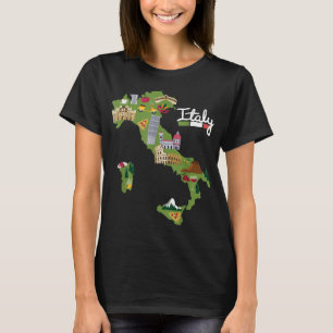 Italy Travel Map Flag Italia Pride Souvenir Vacati T-Shirt
