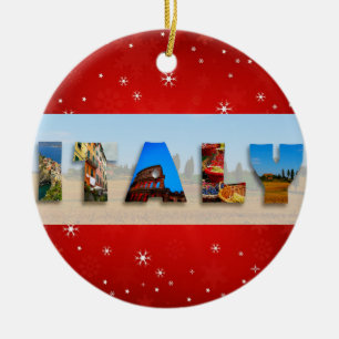 Italy Travel Photos Christmas Snowflake Ceramic Ornament