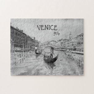 Italy Travel - VENICE black and white souvenir Jigsaw Puzzle