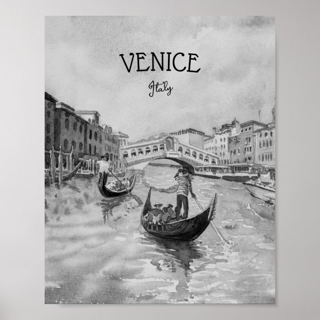 Italy Travel - VENICE black and white souvenir Poster (Front)