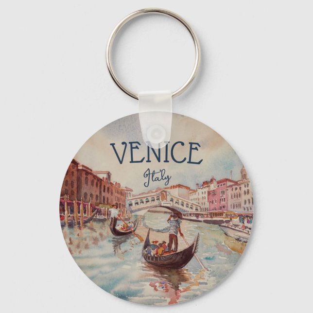 Italy Travel - VENICE watercolor souvenir  Key Ring (Front)