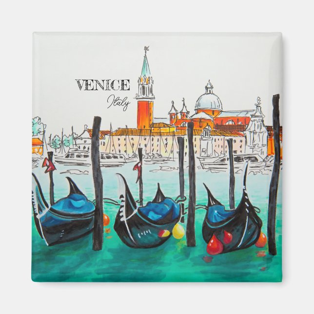 Italy Travel - VENICE watercolor souvenir Magnet (Front)