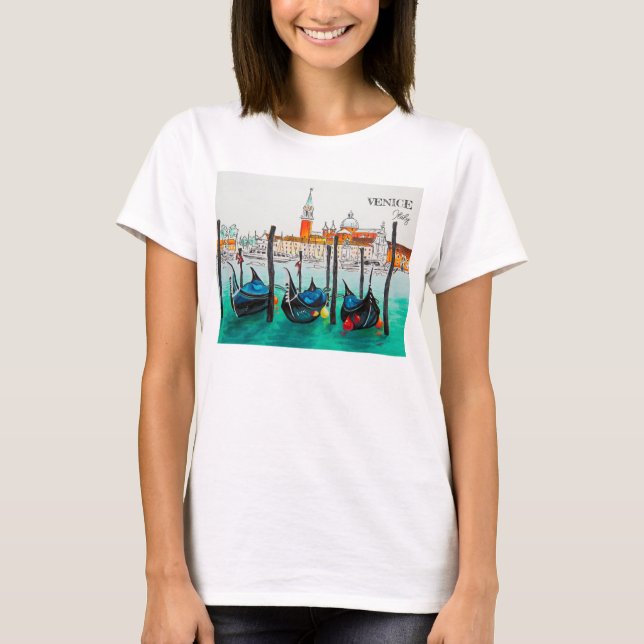 Italy Travel - VENICE watercolor souvenir T-Shirt (Front)
