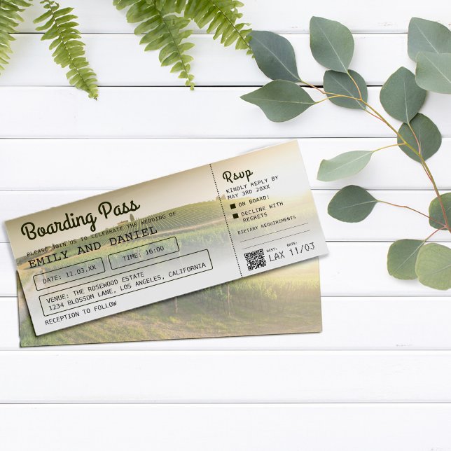 Italy Tuscan Destination Boarding Pass Wedding Invitation (Creator Uploaded)