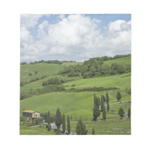 Italy, Tuscany. La Foce. A curved road winds up Notepad