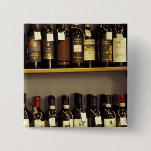 Italy, Tuscany, Pienza Wine display in shop 15 Cm Square Badge