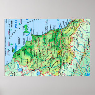 Italy - Tuscany - Tuscany Map - Poster