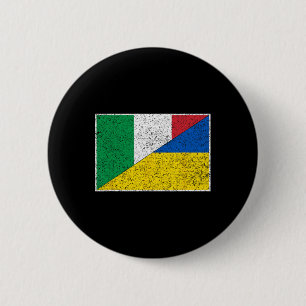 Italy Ukraine Flag Italian Ukrainian Support Citiz 6 Cm Round Badge