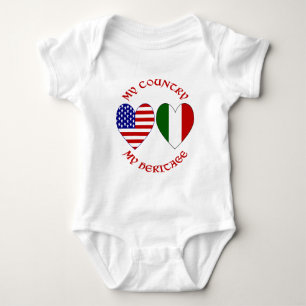 Italy USA Flag Hearts Country Heritage Baby Bodysuit