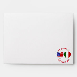 Italy USA Flag Hearts My Country My Heritage Envelope