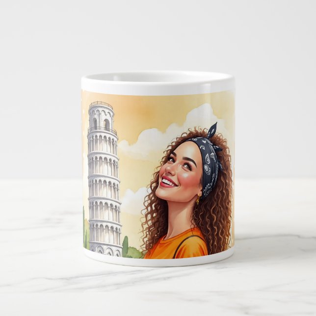 Italy Vacation, Titled but Chatming, Pisa Tower Gi Large Coffee Mug (Front)