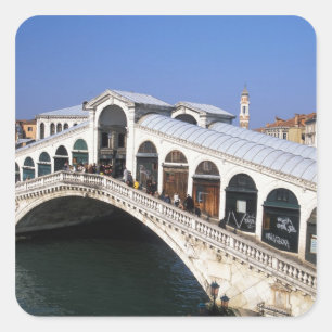Italy, Veneto, Venice, Rialto Bridge crossing Square Sticker