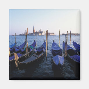 Italy, Veneto, Venice, Row of Gondolas and San Magnet