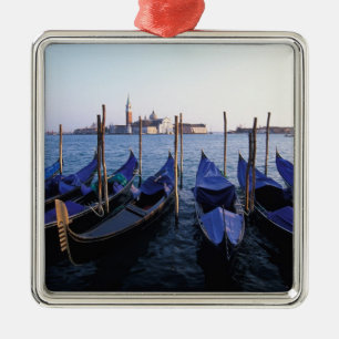 Italy, Veneto, Venice, Row of Gondolas and San Metal Ornament