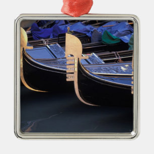 Italy, Veneto, Venice. Row of Gondolas. Metal Tree Decoration