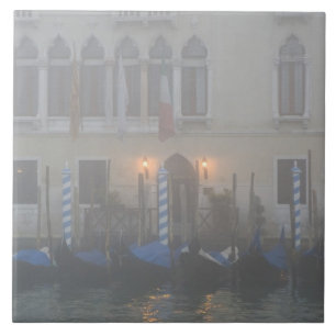 Italy, Venice. A row of gondolas seen through Ceramic Tile
