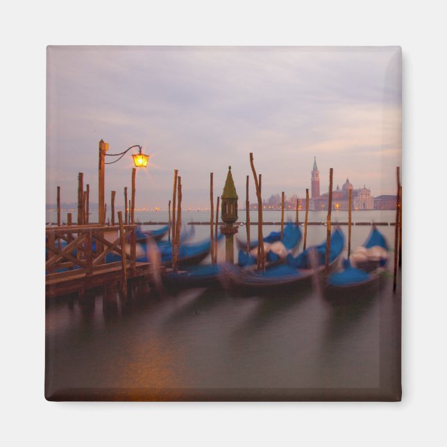 Italy, Venice. Anchored gondolas at twilight. Magnet (Front)