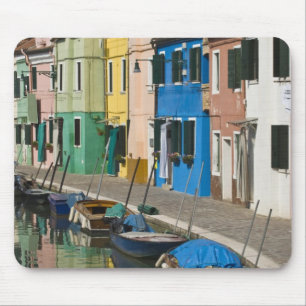 Italy, Venice, Burano. Multicolored houses along 2 Mouse Pad