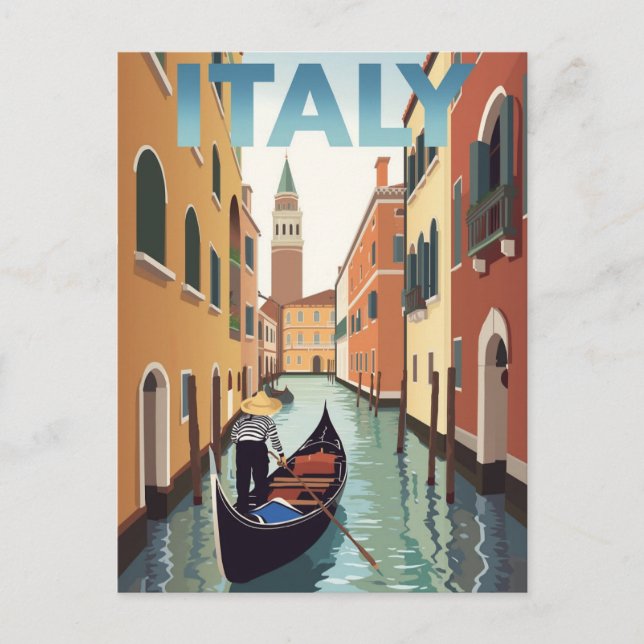Italy Venice Canal Gondola Ride Postcard (Front)