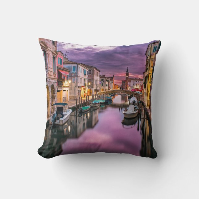 Italy Venice Canal Throw Pillow (Front)