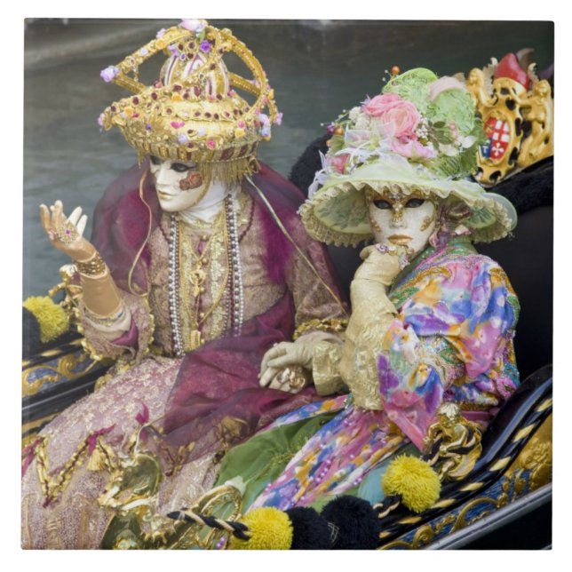Italy, Venice. Couple dressed in costumes for Ceramic Tile (Front)