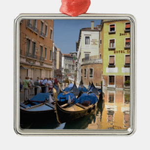 Italy, Venice, gondolas moored along canal Metal Ornament